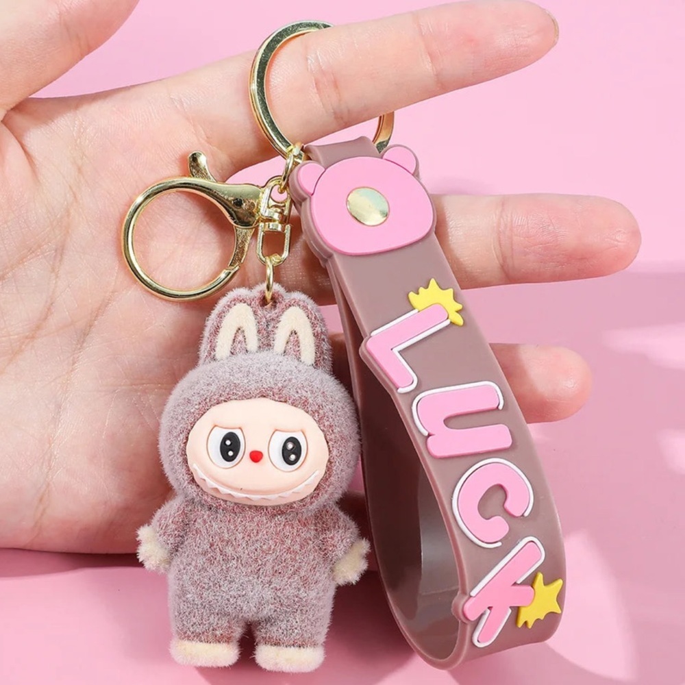 Cute Bunny Keychain with LUCK Strap